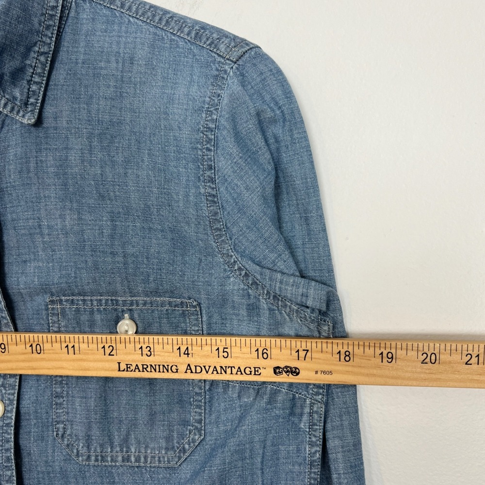 J.Crew Womens Blue Cotton Chambray Button Down Shirt Long Sleeve Size 0 - Picture 6 of 9